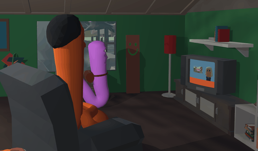 Three pals watching TV