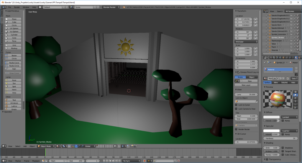Updated details in Blender outside of the temple…